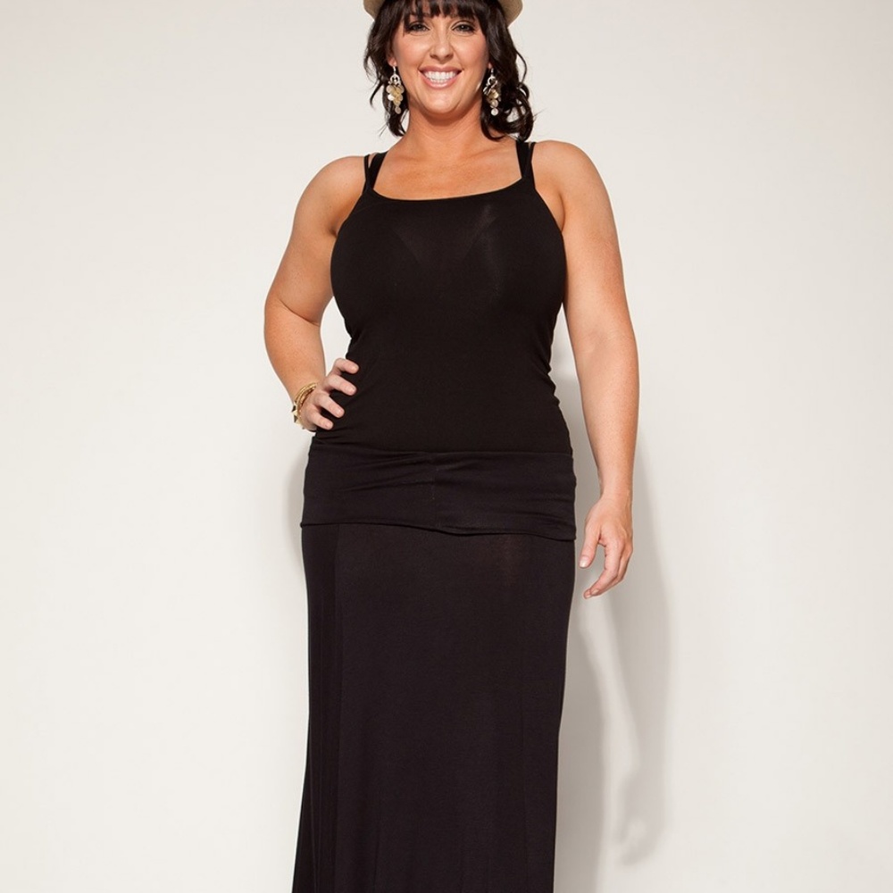 FOLD OVER MAXI SKIRT IN BLACK